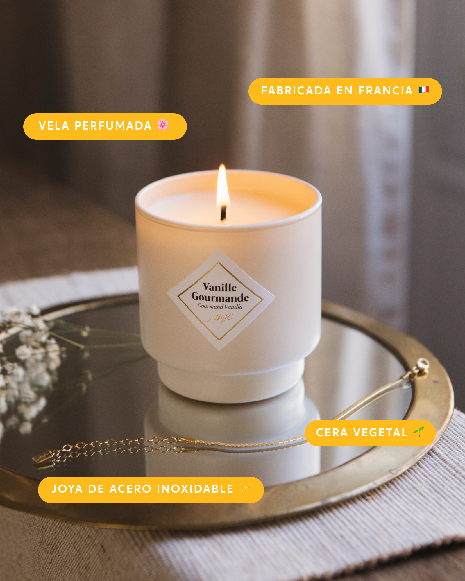 Vela con joya Vainilla Gourmet