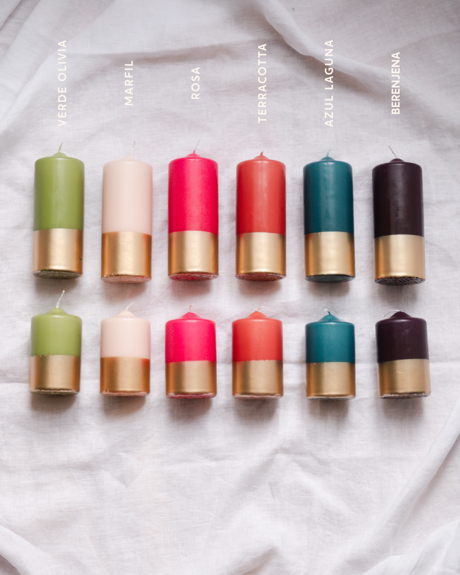 Vela Pilar - Terracotta y Oro