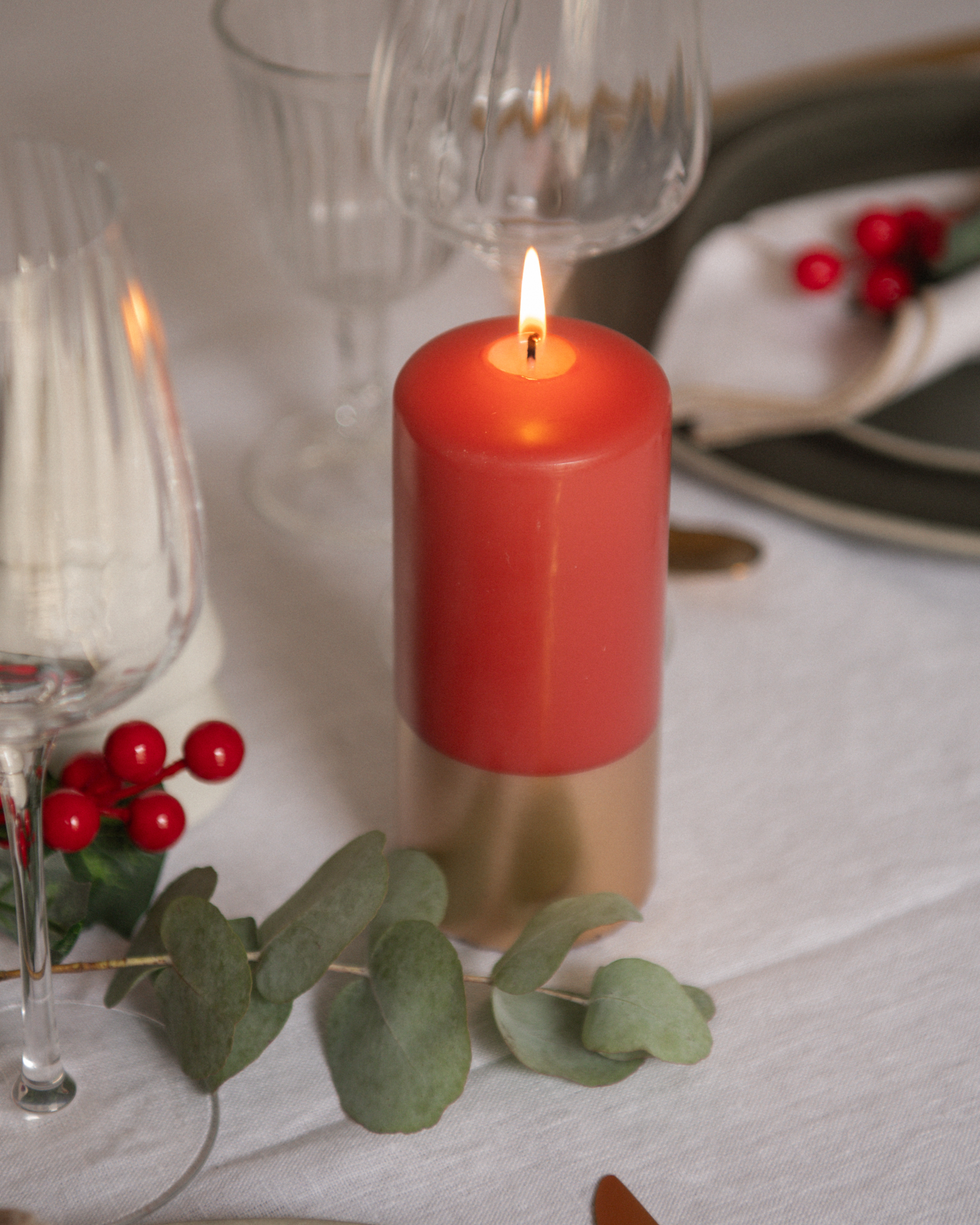 Vela Pilar - Terracotta y Oro