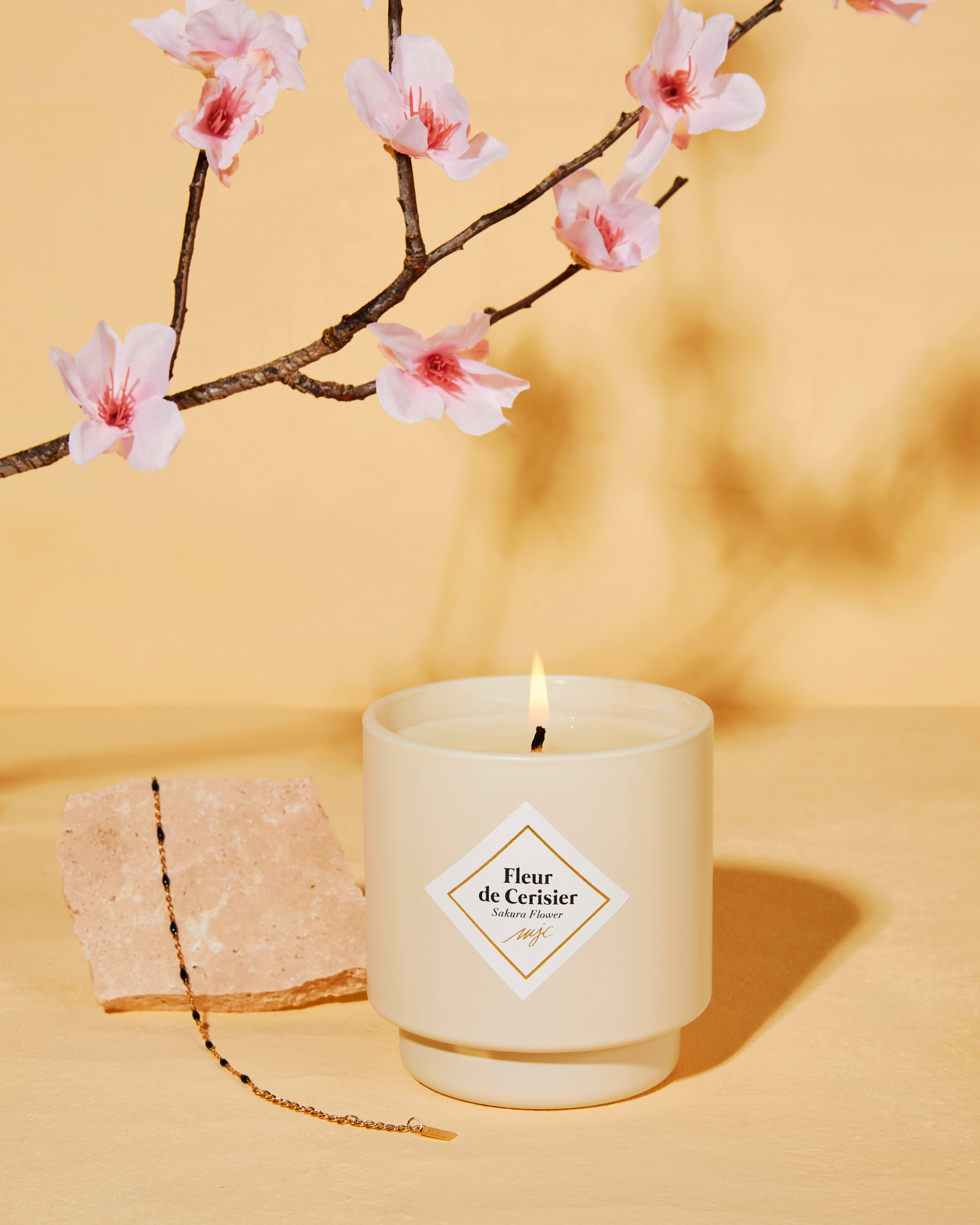 Vela con joya Flor de Cerezo