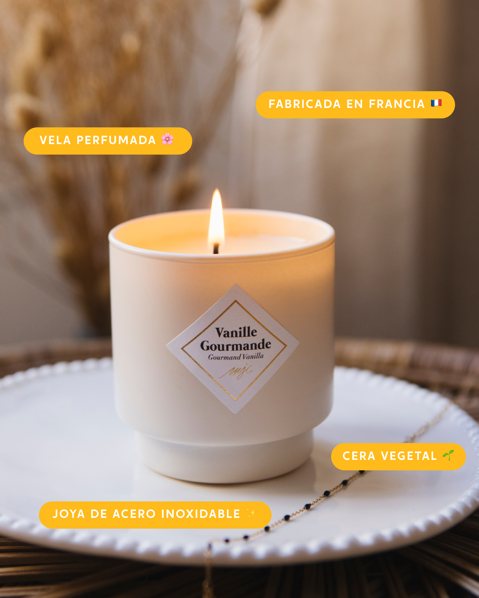 Vela con joya Vainilla Gourmet