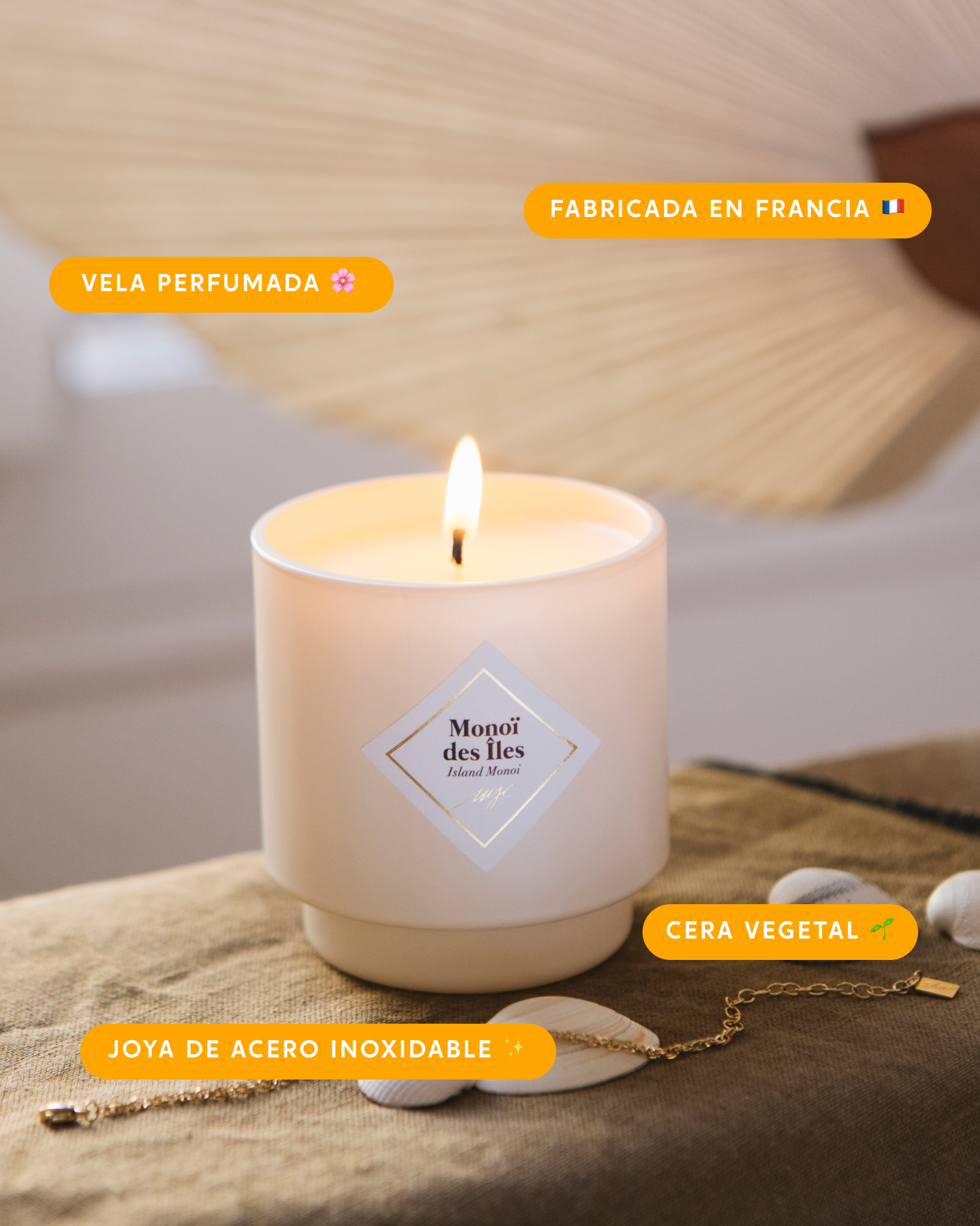 Vela con joya Monoï de las Islas