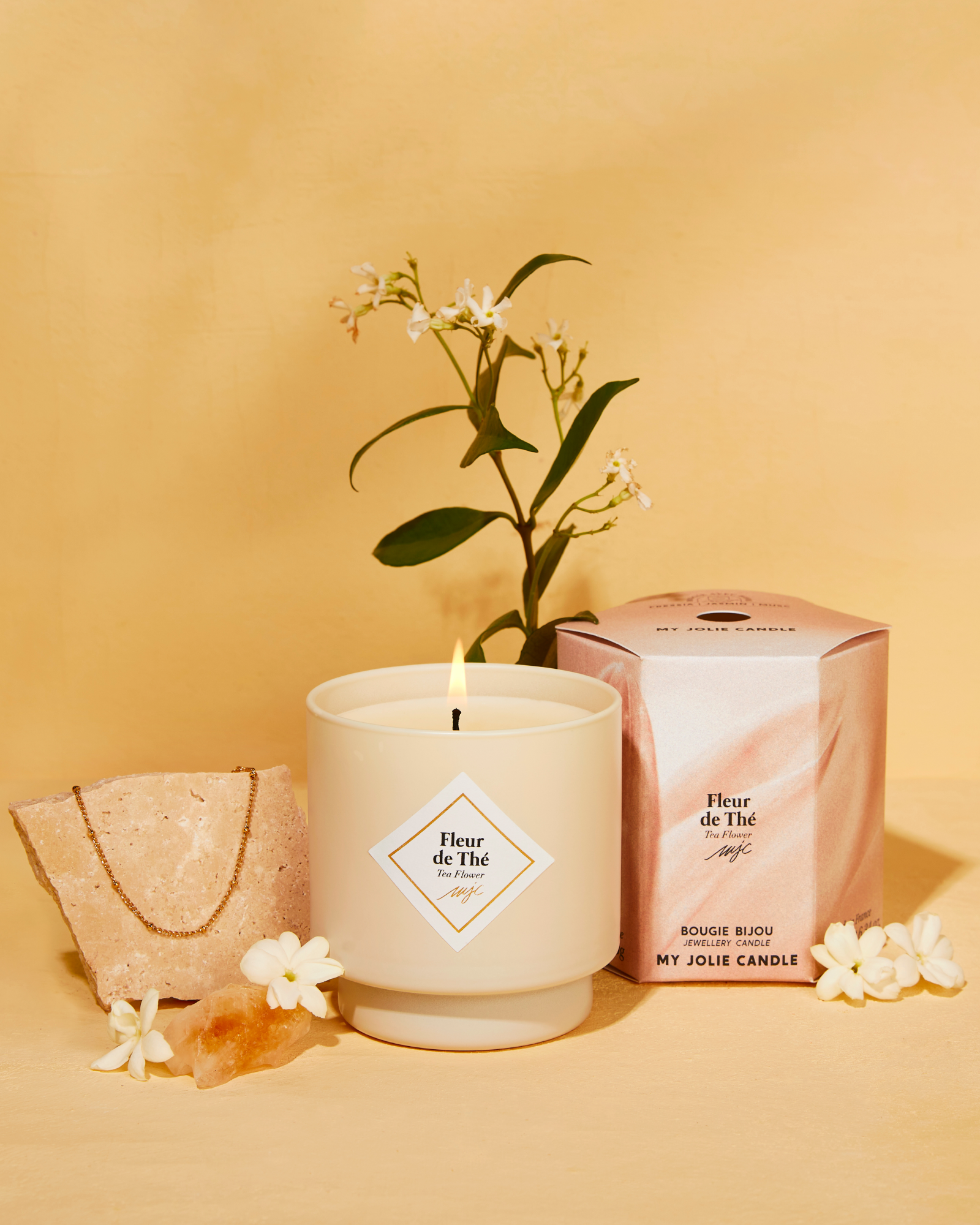 Vela con joya Flor de Té