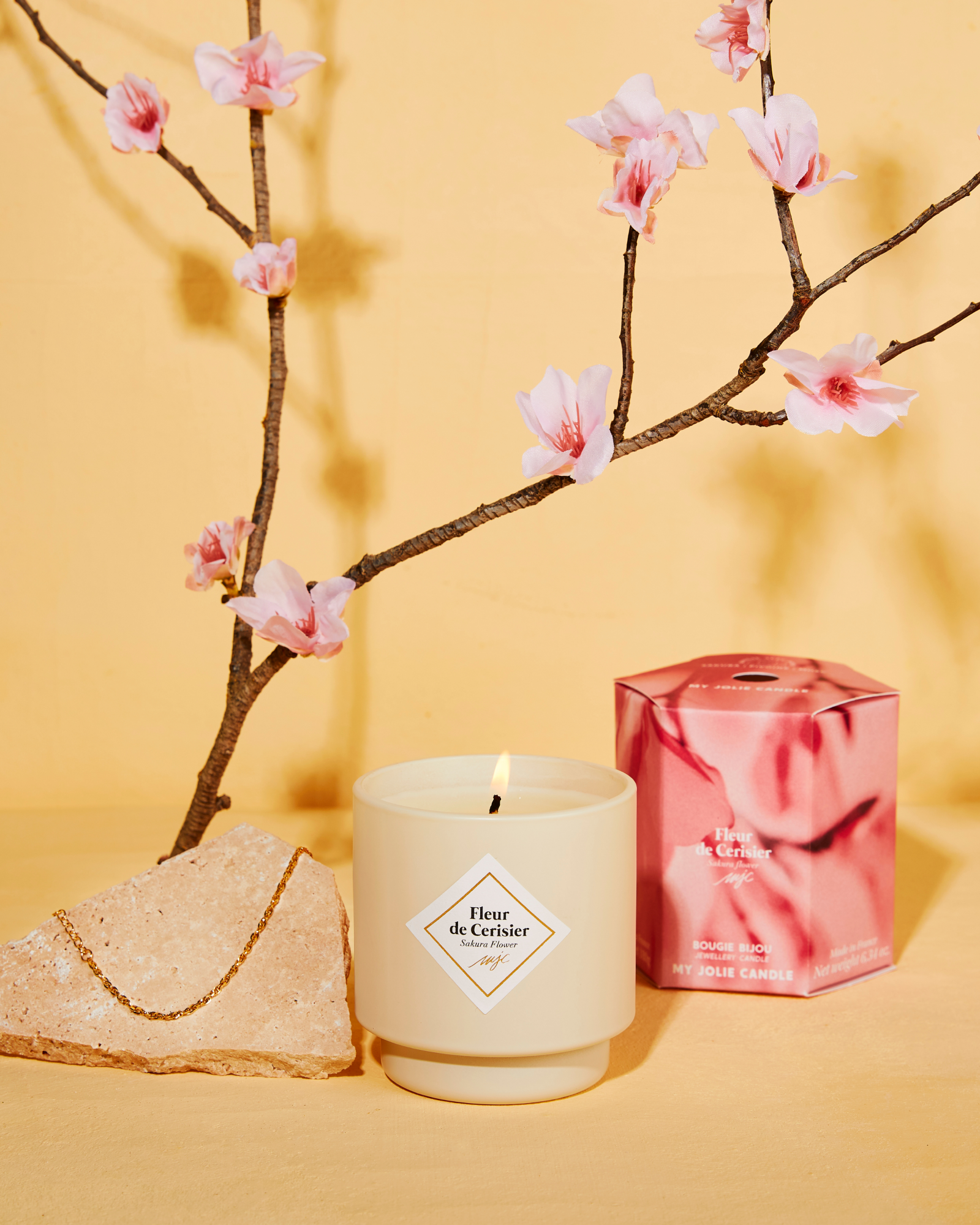 Vela con joya Flor de Cerezo