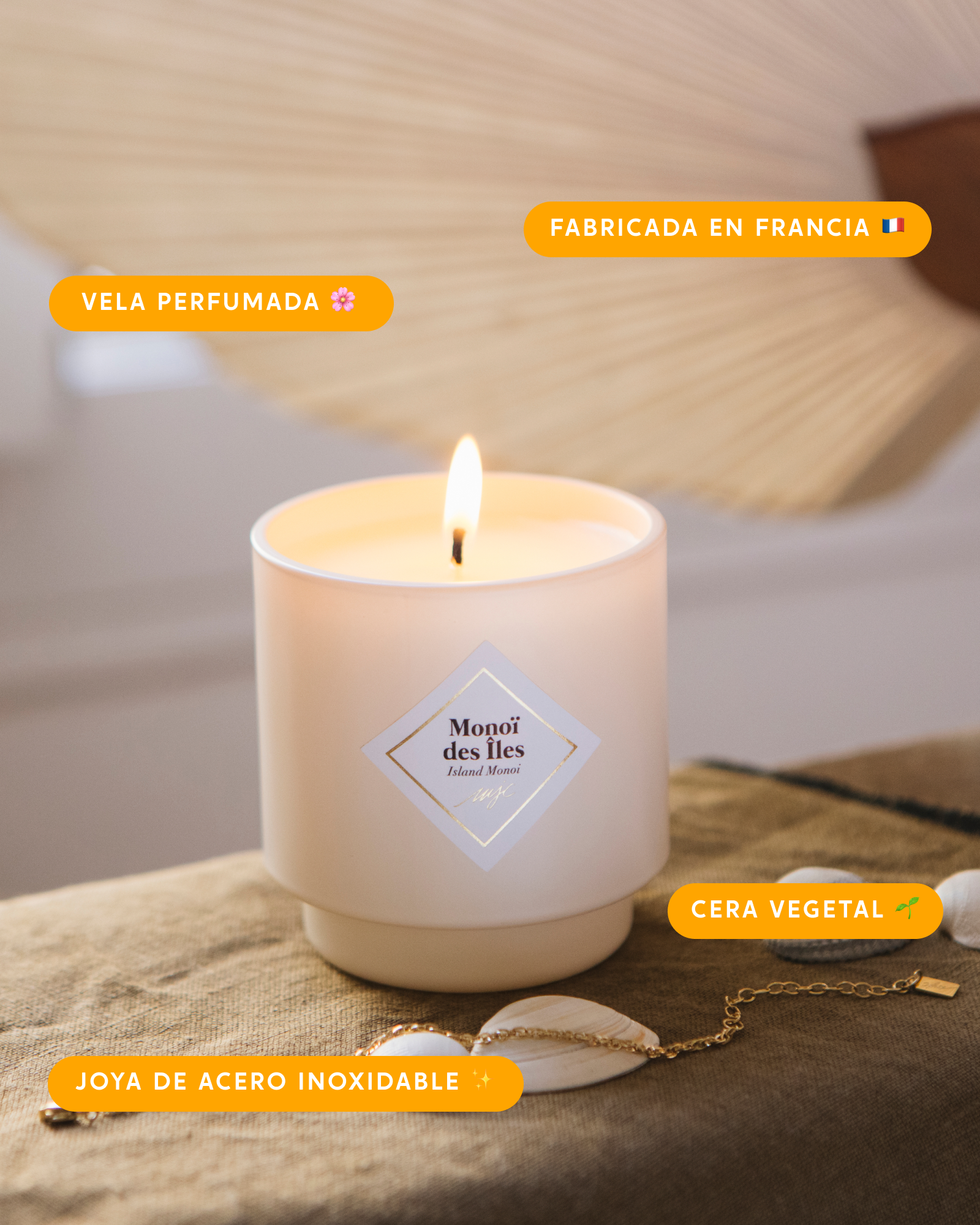 Vela con joya Monoï de las Islas