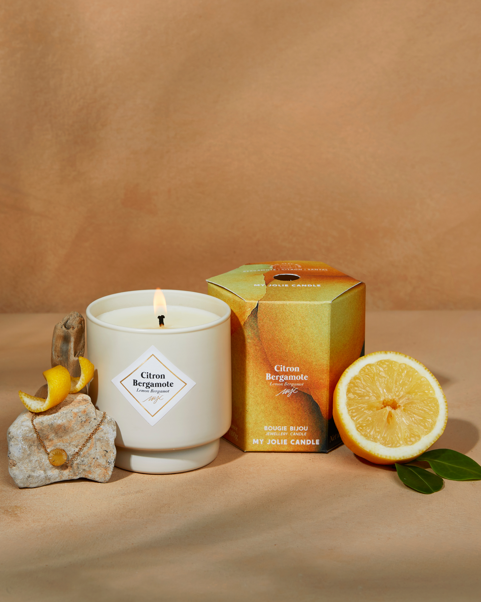 Vela con joya Citrón Bergamota