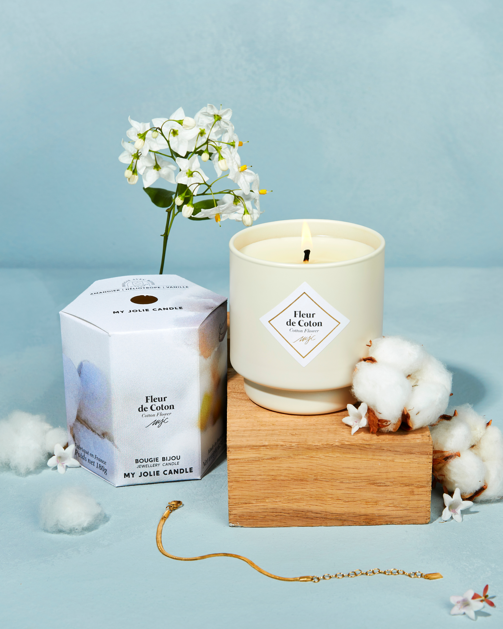 Vela con joya Flor de Algodón