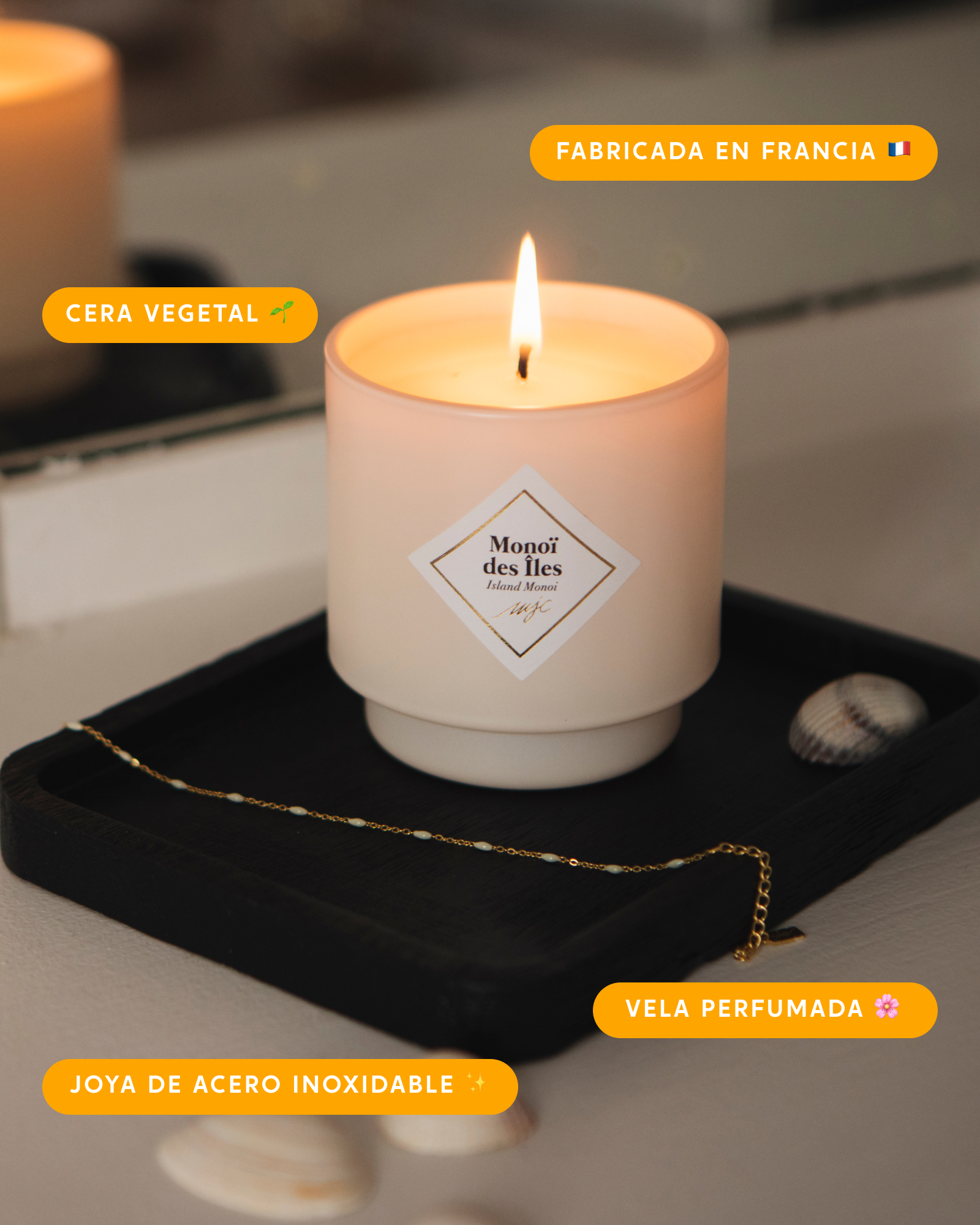 Vela con joya Monoï de las Islas
